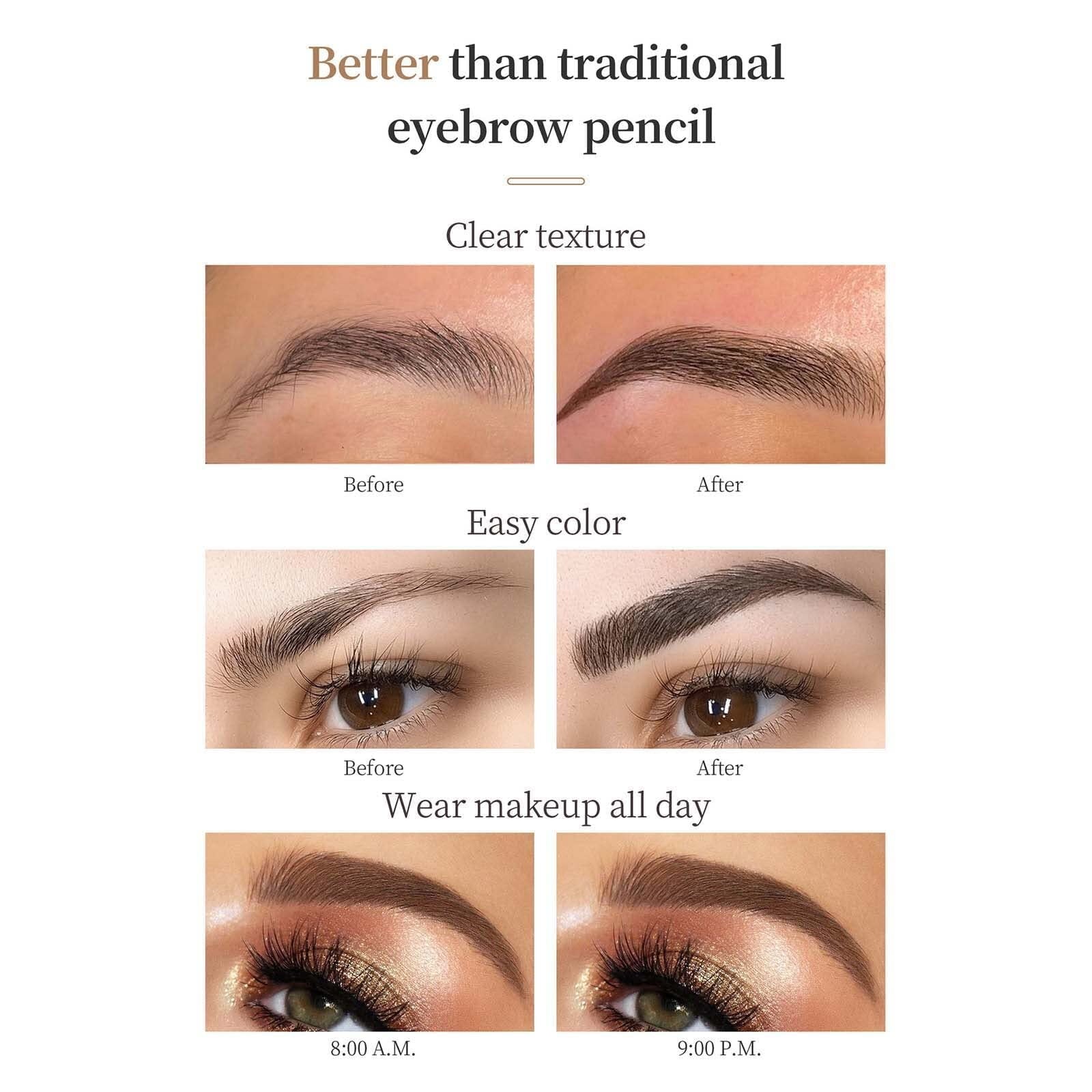 Microblading Eyebrow Pen,2024 Upgraded 3D Waterproof Microblading Eyebrow Pencil,4-Tip Eyebrow Pencil, Natural Makeup Long-Lasting Fine Stroke Magic Eyebrow Pencil,Dark Brown