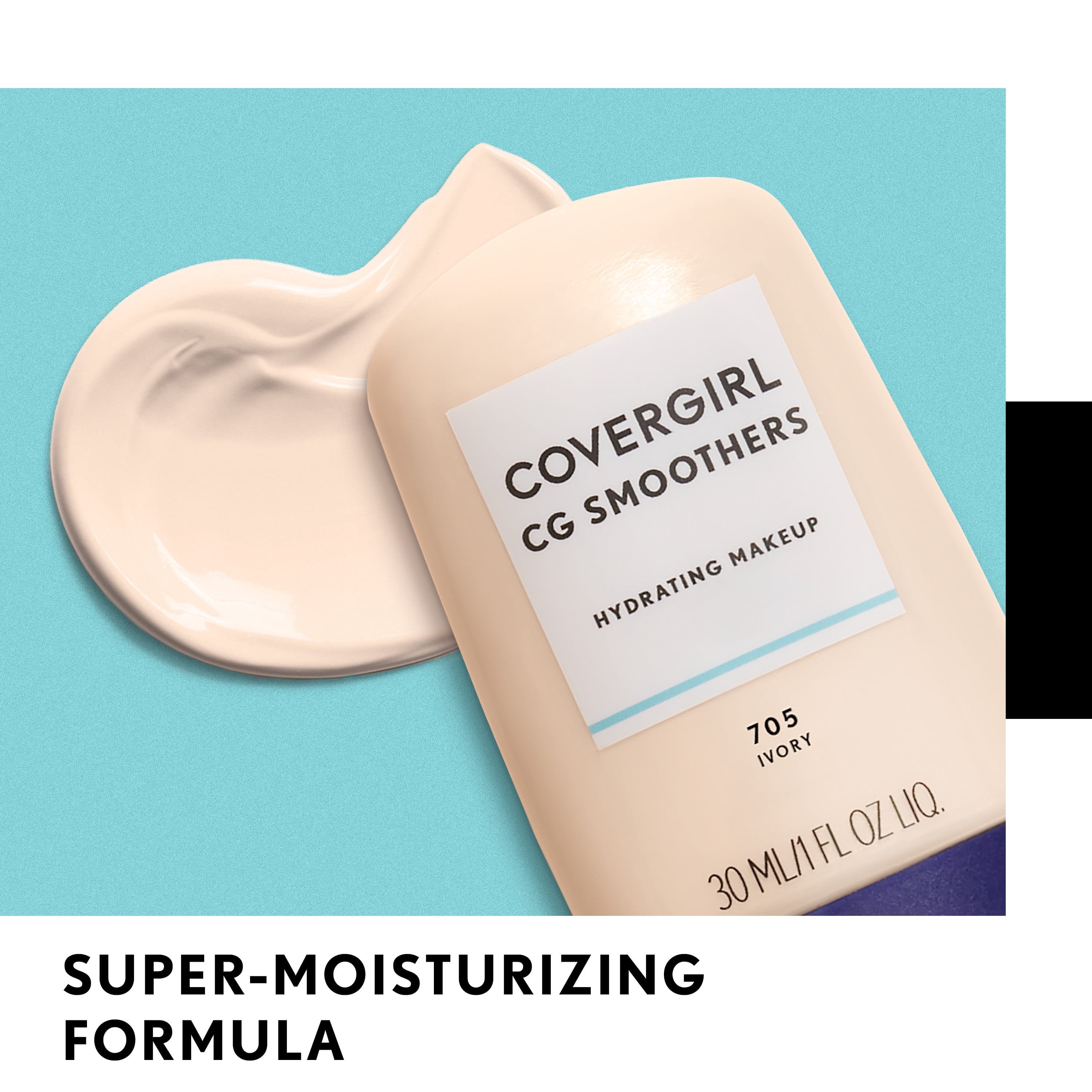 COVERGIRL Smoothers Hydrating Foundation, 705 Ivory, 1 Fl Oz, Hydrating Foundation, Cruelty Free Foundation, Liquid Foundation, Cream Foundation, Moisturizing Foundation