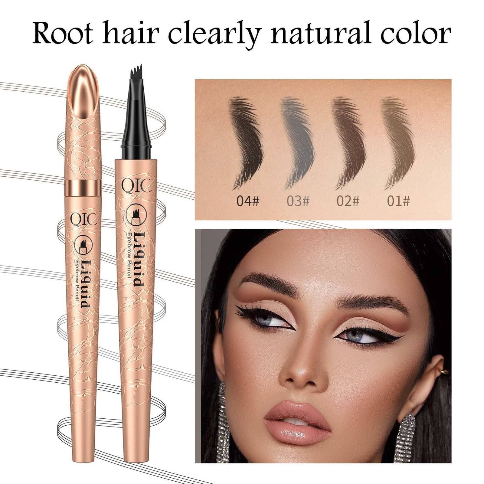 Microblading Eyebrow Pen,2024 Upgraded 3D Waterproof Microblading Eyebrow Pencil,4-Tip Eyebrow Pencil, Natural Makeup Long-Lasting Fine Stroke Magic Eyebrow Pencil,Dark Brown