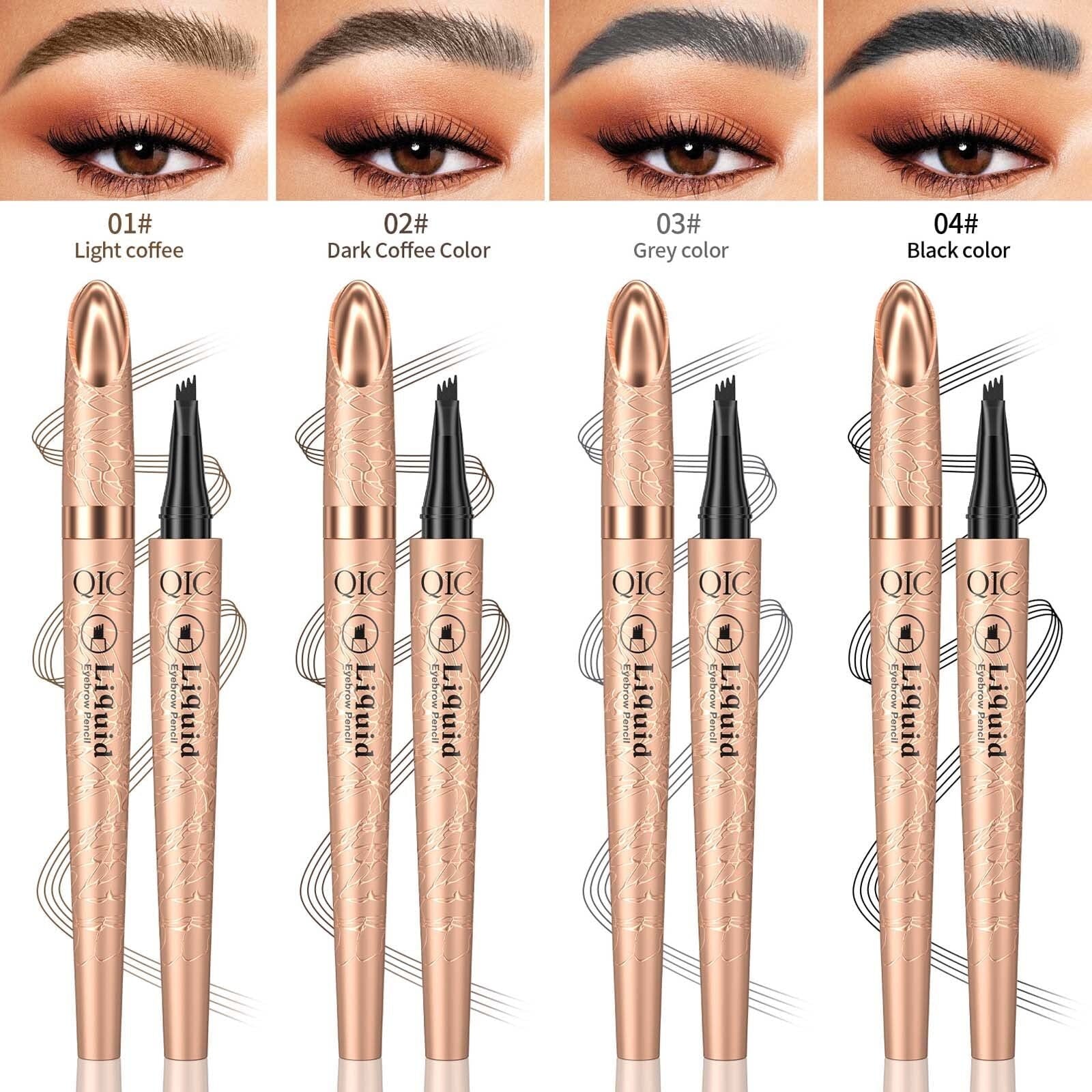 Microblading Eyebrow Pen,2024 Upgraded 3D Waterproof Microblading Eyebrow Pencil,4-Tip Eyebrow Pencil, Natural Makeup Long-Lasting Fine Stroke Magic Eyebrow Pencil,Dark Brown