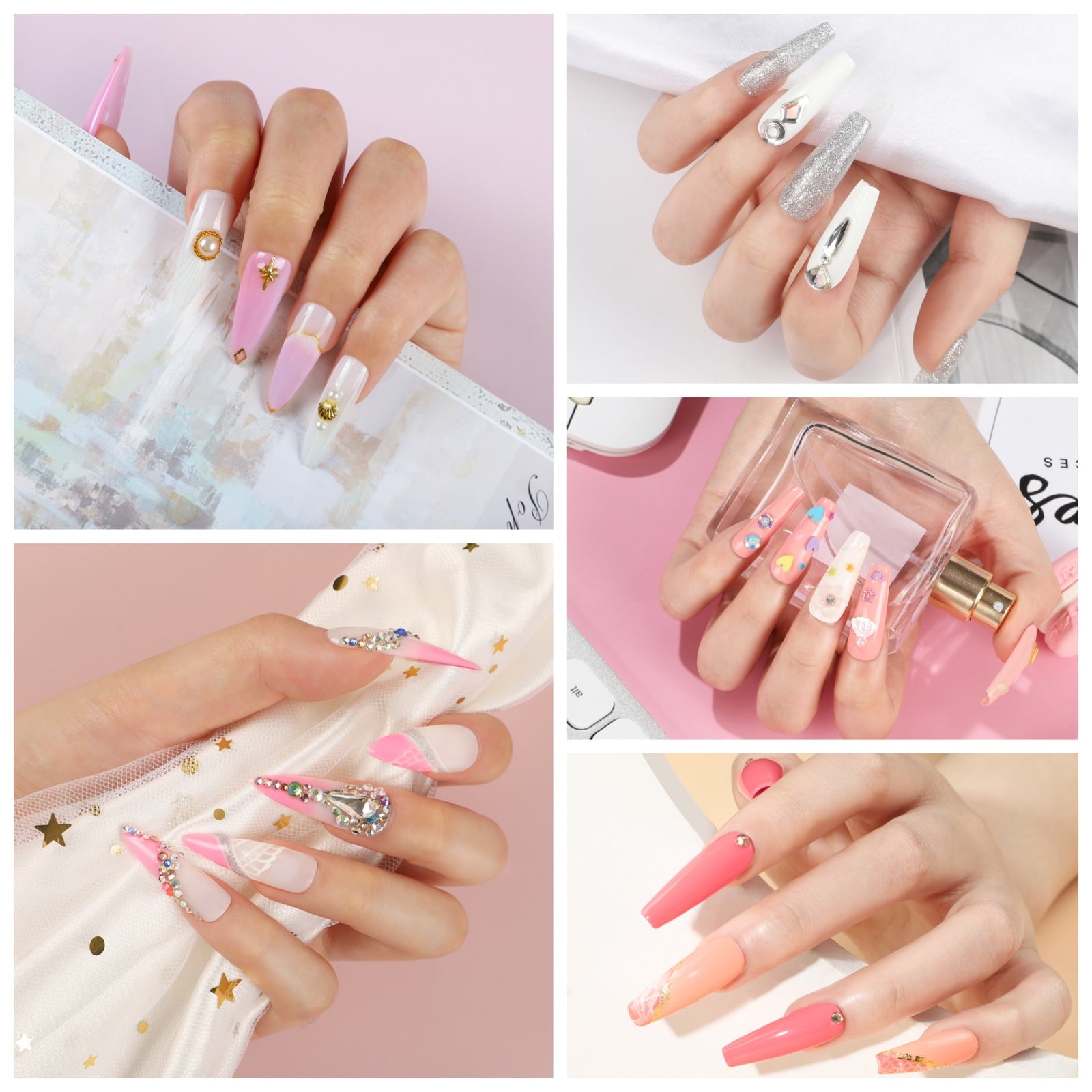 COSCELIA 60PC Gel Nail Polish Set Red Nude Pink Glitter Colors Multiple Top Base Coat Nail Art Salon at Home Gift for Women