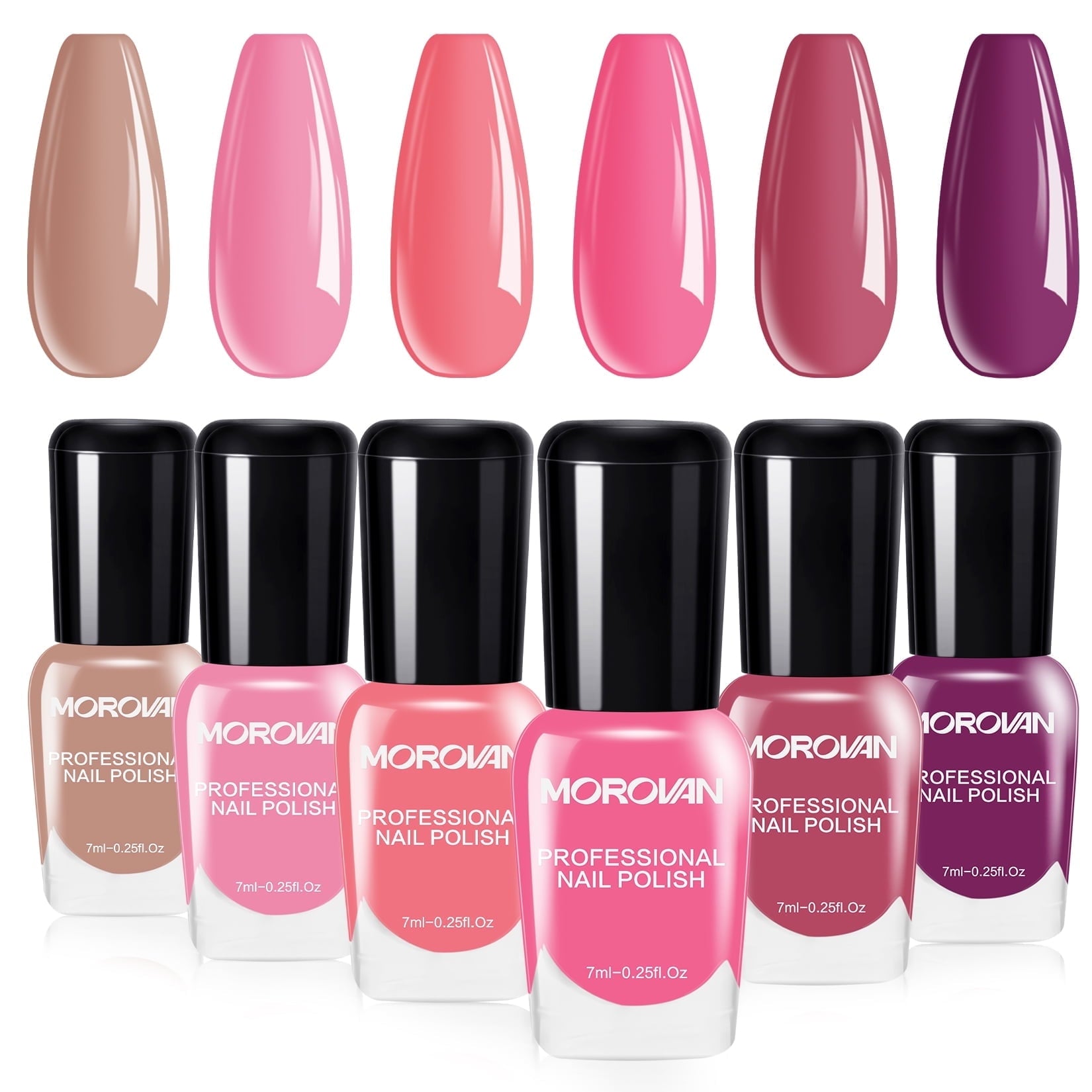 Morovan Nail Polish Set:6 Colors Nail Polish Kit Regular Air Quick Dry Fingernail Polish Pack for Women Nail Art Design Gift Holiday Party