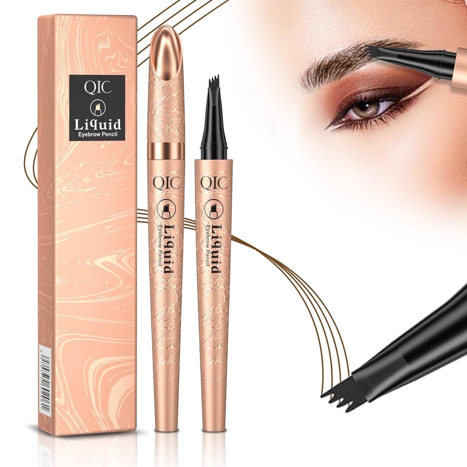 Microblading Eyebrow Pen,2024 Upgraded 3D Waterproof Microblading Eyebrow Pencil,4-Tip Eyebrow Pencil, Natural Makeup Long-Lasting Fine Stroke Magic Eyebrow Pencil,Dark Brown