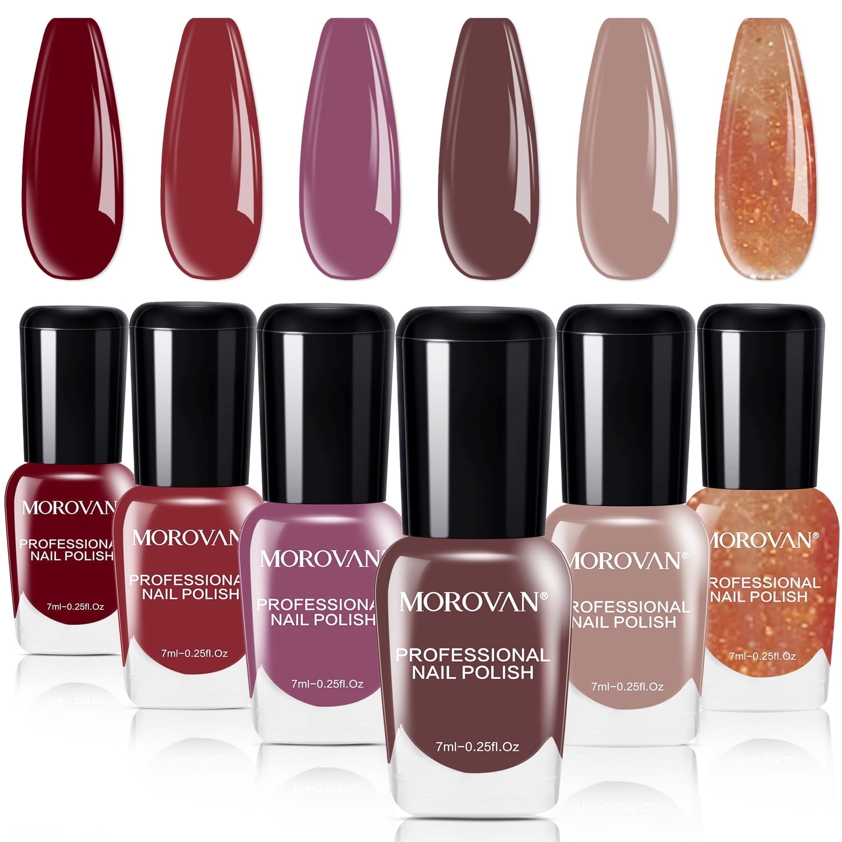 Morovan Nail Polish Set:6 Colors Nail Polish Kit Regular Air Quick Dry Fingernail Polish Pack for Women Nail Art Design Gift Holiday Party