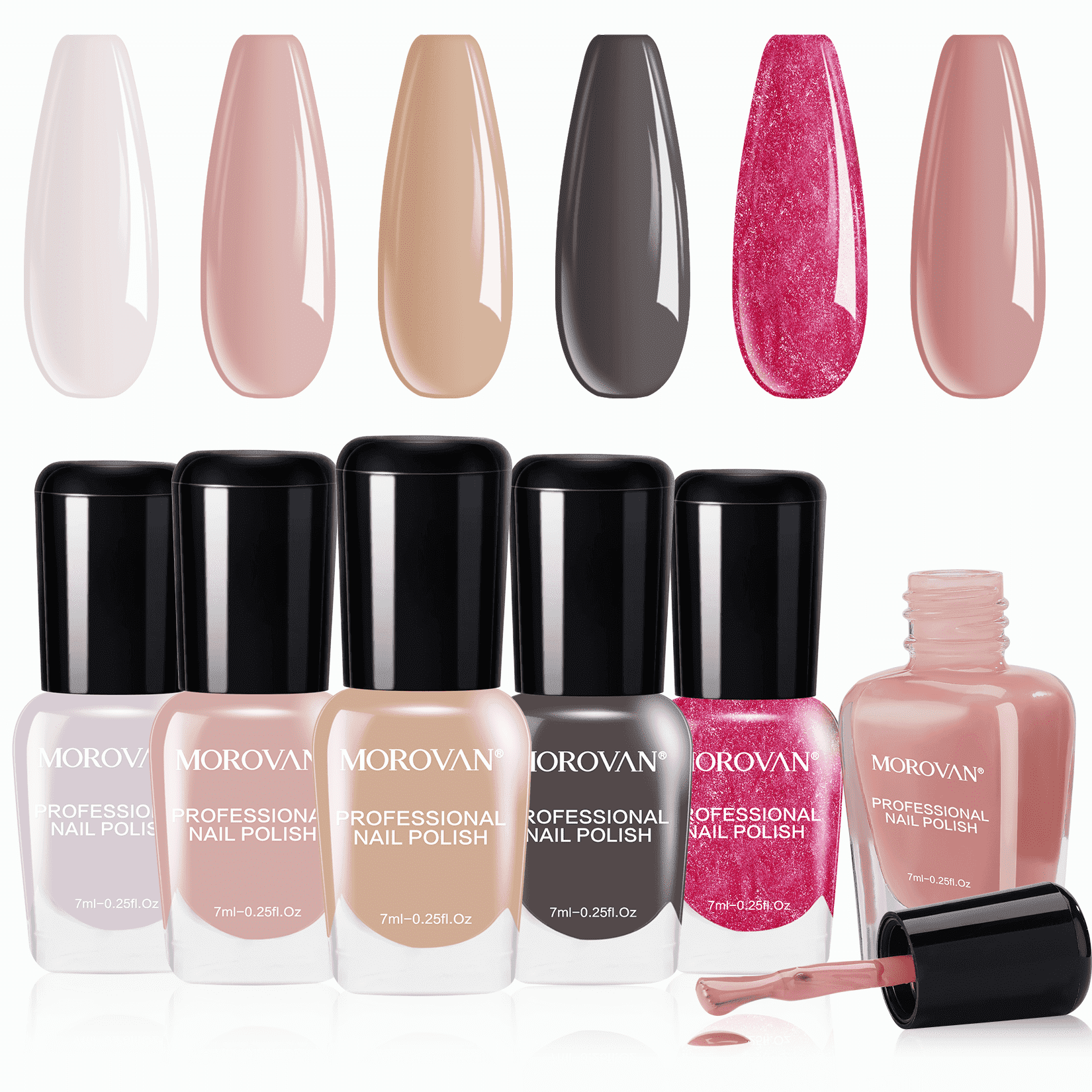 Morovan Nail Polish Set:6 Colors Nail Polish Kit Regular Air Quick Dry Fingernail Polish Pack for Women Nail Art Design Gift Holiday Party