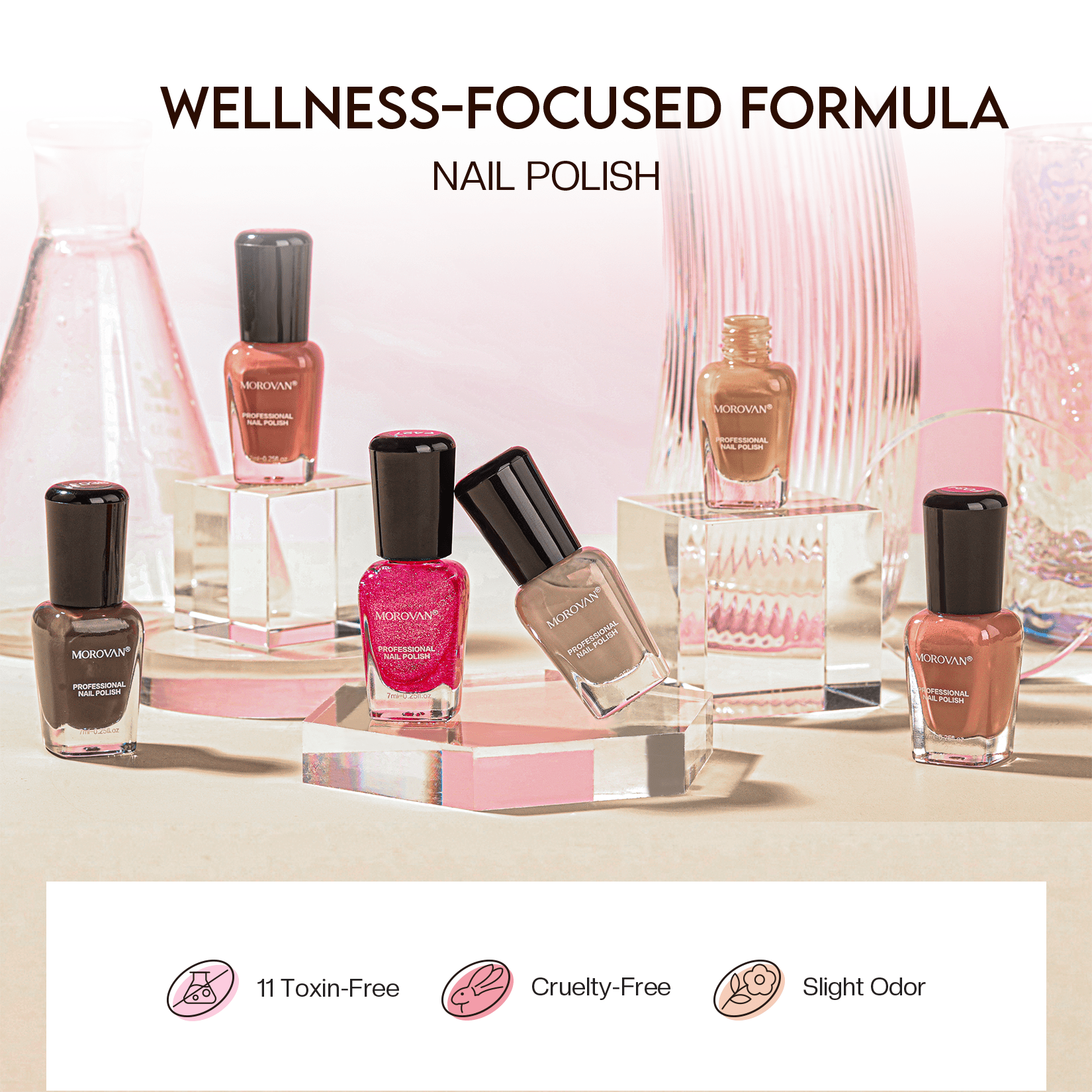 Morovan Nail Polish Set:6 Colors Nail Polish Kit Regular Air Quick Dry Fingernail Polish Pack for Women Nail Art Design Gift Holiday Party