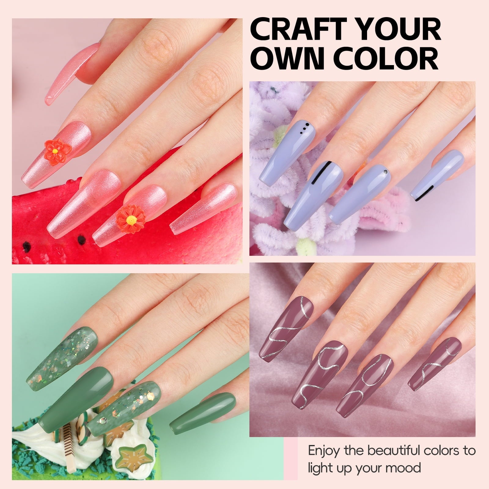 COSCELIA 60PC Gel Nail Polish Set Red Nude Pink Glitter Colors Multiple Top Base Coat Nail Art Salon at Home Gift for Women